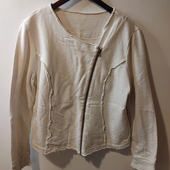 Soft Surroundings fleece Moto jacket raw edges - Picture 1 of 5